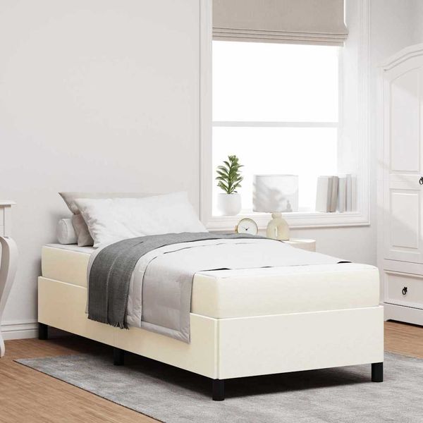 vidaXL Rám postele s matracmi Krémová 100 x 200 cm látka