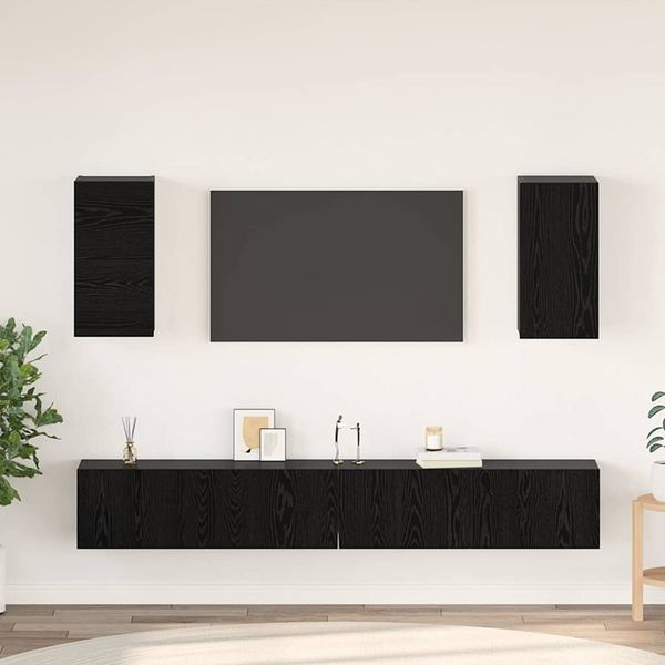 vidaXL Nástenný TV kabinet 3 pcs 100 x 30 x 30 cm Čierny dub