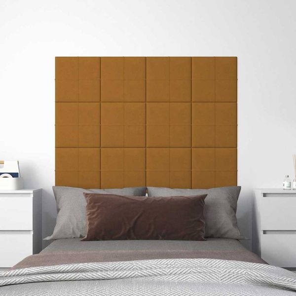 vidaXL Nástenné panely 12 ks hnedé 30x30 cm zamatové 1,08 m²