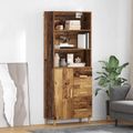 vidaXL Highboard Staré drevo 69,5 x 32,5 x 180 cm Kompozitné drevo