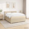 vidaXL Posteľ boxspring s matracom Krémová 140 x 200 cm Látka