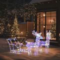 vidaXL Vianočná dekorácia so sobmi a saňami 160 LED 130 cm akryl
