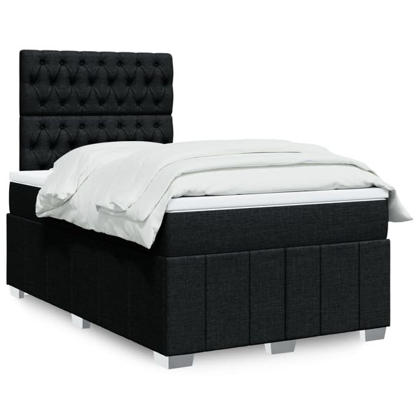vidaXL Boxspring posteľ s matracom čierna 120x190 cm látka
