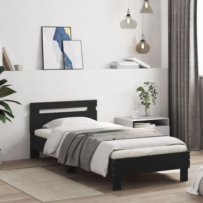 vidaXL Posteľný rám s čelom čierny 75x190 cm kompozitné drevo