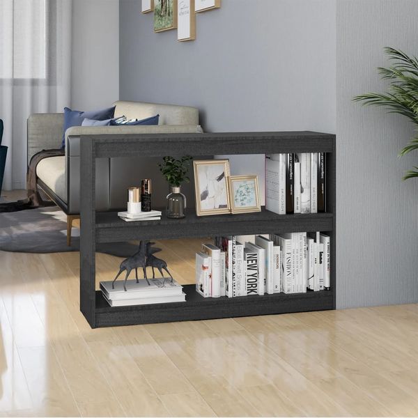 vidaXL Knižnica/deliaca stena sivá 100x30x71,5 cm masívna borovica