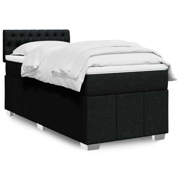 vidaXL Boxspring posteľ s matracom čierna 100x200 cm látka