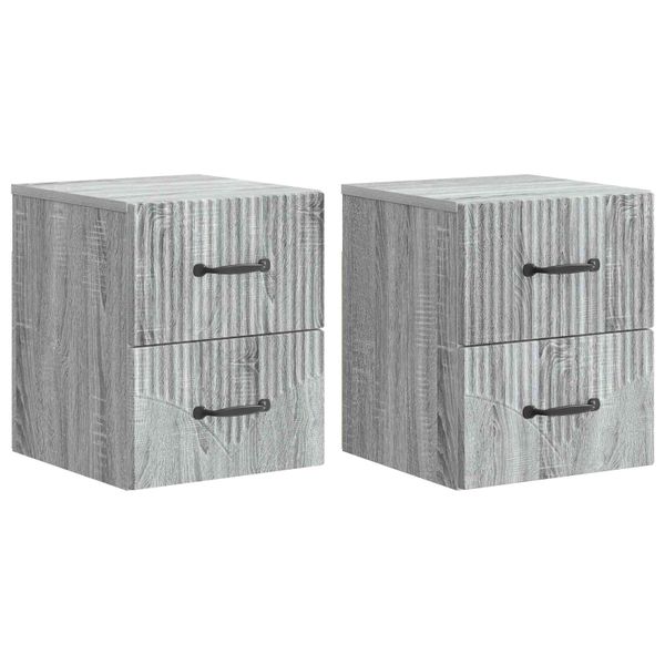 vidaXL Nástenná nočná skrinka 2 pcs Sivá sonoma 34,5 x 33 x 40 cm