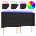 vidaXL Čelo postele s LED čierne 147x16x118/128 cm umelá koža