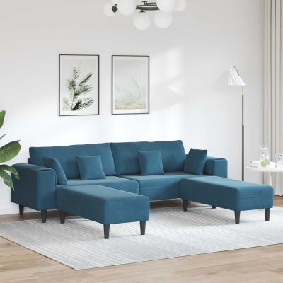 vidaXL Pohovka 3 pcs Modrá 250 x 188 x 76 cm Zamat