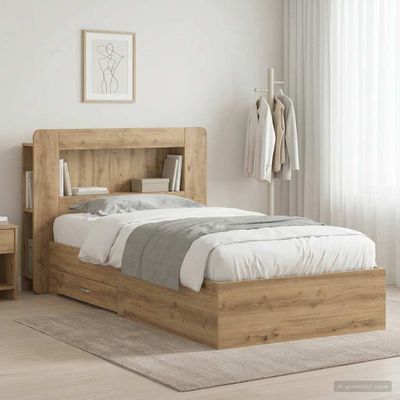 vidaXL Rám postele so skladom Dub artisan 90 x 190 cm Kompozitné drevo