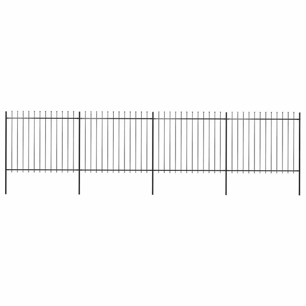 vidaXL Záhradný plot s vrchnou časťou z ocele 714,5x150 cm čierny