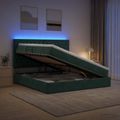 vidaXL LED úložná posteľ s matracom Tmavozelená 140 x 200 cm Zamat