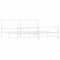 vidaXL Kovový rám postele s čelom a podnožkou biely 200x200 cm