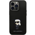 Obal Karl Lagerfeld pre iPhone 14 Pro 6,1" KLHCP14LSMHKNPK čierny HC Silicone Ikonik Metal Pin