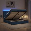 vidaXL Ottoman posteľ s matracom a LED Modrá 140 x 200 cm Látka