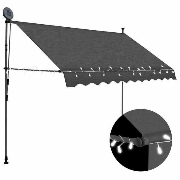 vidaXL Ručne zaťahovacia markíza s LED 300 cm, antracitová