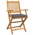 vidaXL Skladacia stolička 6 ks Sivá Akáciový masív