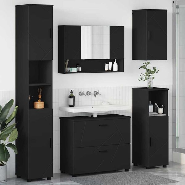 vidaXL Sada kúpeľňového nábytku 5 ks Čierna 35 x 30 x 192 cm