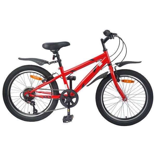 vidaXL Detské Kolo 20 Palcov 6-Speed pre vek 6-11 rokov Červená