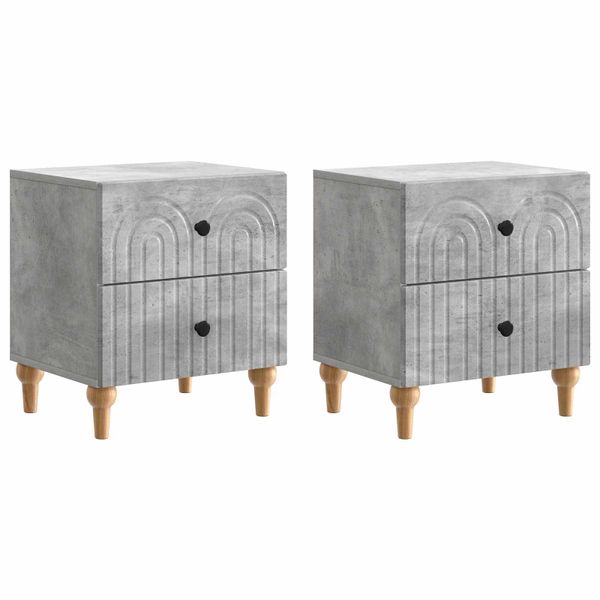 vidaXL Nočný stolík so zásuvkou 2 pcs Betónovo sivá 43 x 34,5 x 48 cm