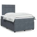 vidaXL Posteľný rám boxspring s matracom tmavosivý 90x190 cm zamat