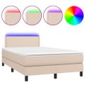 vidaXL Boxspring posteľ matrac a LED kapučínová 120x200 cm umelá koža