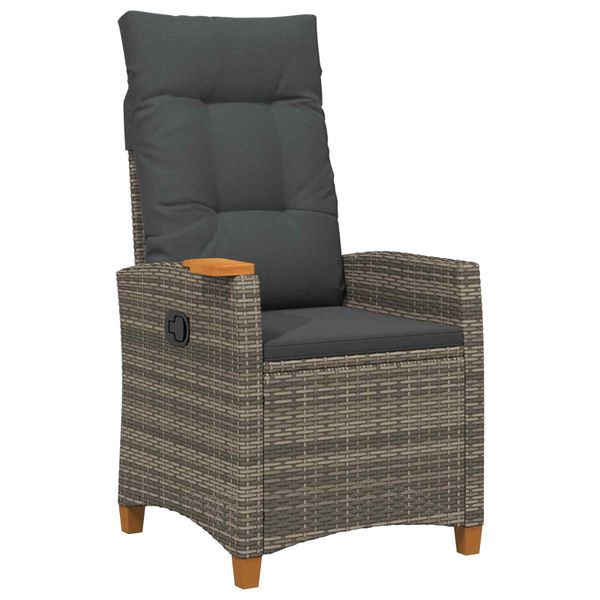 vidaXL Polohovacie kreslo s podnosom na čaj 62 x 64 x 112 cm polyratan