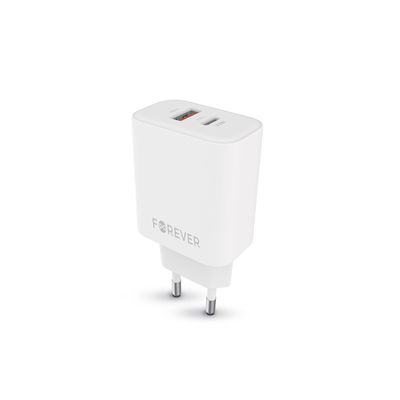 Nabíjačka Forever TC-09-33AC GaN PD QC 1x USB-C 1x USB 33W biela