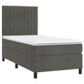 vidaXL Posteľný rám boxspring s matracom tmavosivý 90x200 cm zamat