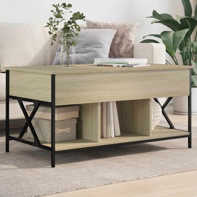 vidaXL Konferenčný stolík dub sonoma 100x55x50 cm kompoz. drevo a kov