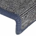 vidaXL Schodové rohože 15 ks 65x21x4 cm svetlosivé a modré s obdĺžnikovým okrajom