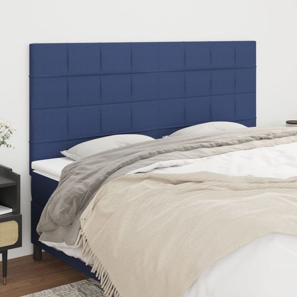 vidaXL Čelo postele modré 200x5x118/128 cm látkové