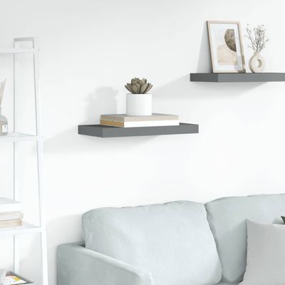 vidaXL Plávajúca nástenná polica, lesklá sivá 50x23x3,8 cm, MDF