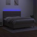 vidaXL Posteľ boxsping s matracom a LED sivohnedá 160x200 cm látka