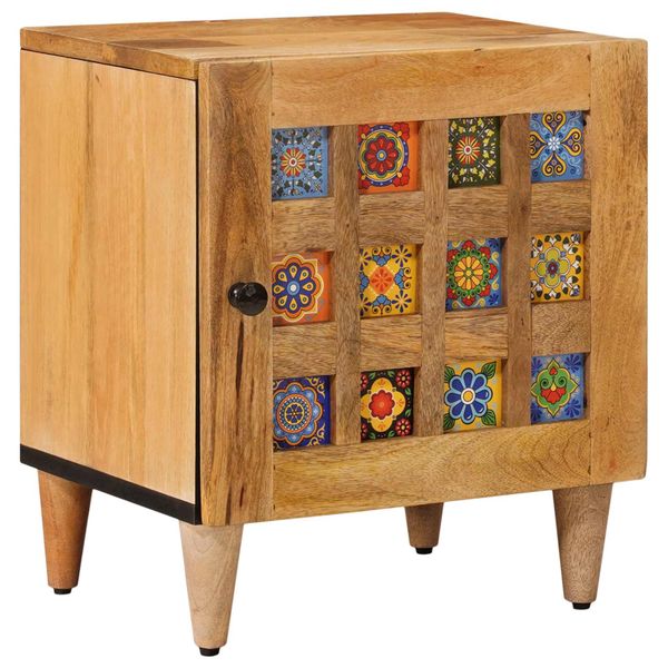 vidaXL Nočný stolík Prírodná 40 x 33,5 x 46 cm Masívne mango drevo