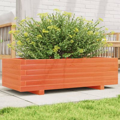 vidaXL Záhradný kvetináč voskovohnedý 90x40x26,5 cm masívna borovica