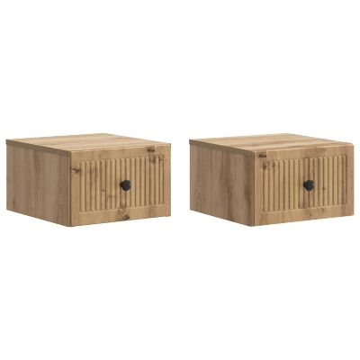 vidaXL Nástenná nočná skrinka 2 pcs Dub artisan 33 x 34,5 x 20 cm