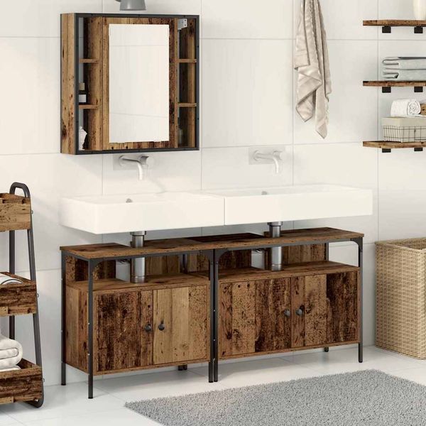 vidaXL Kúpeľňové umývadlové jednotky 3 pcs Hnedá Kompozitné drevo