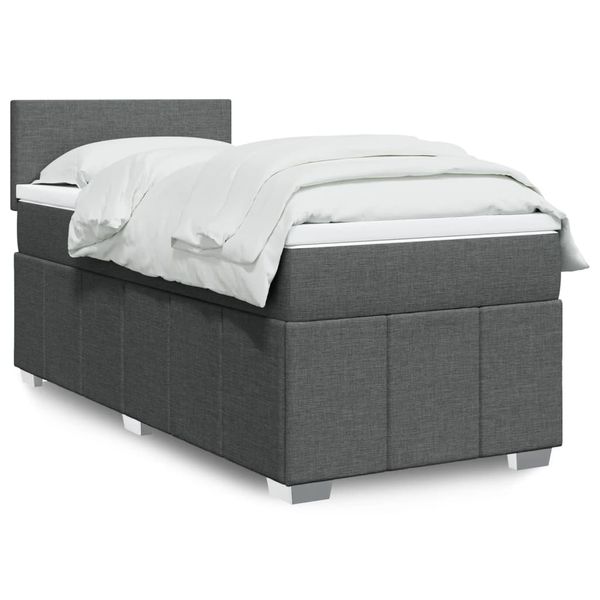 vidaXL Posteľný rám boxsping s matracom tmavosivý 80x200 cm látka
