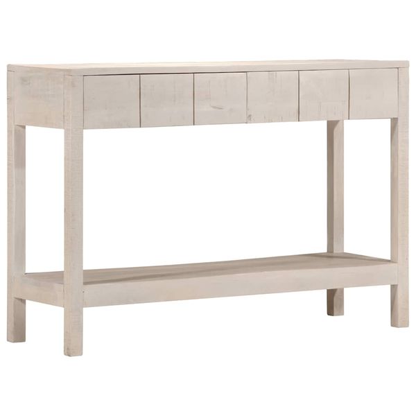 vidaXL Konzolový stolík biely 110x35x75 cm mangovníkový masív