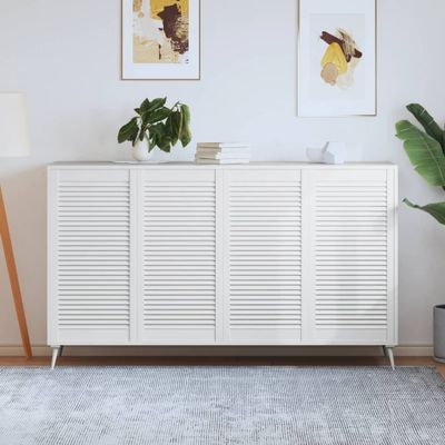 vidaXL Lamelové dvierka na skrinku 4 ks, biele 99,3x49,4 cm, borovica
