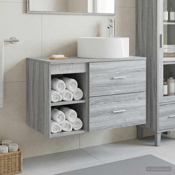 vidaXL Sada kúpeľňového nábytku 2 pcs Sivý Sonoma Kompozitné drevo