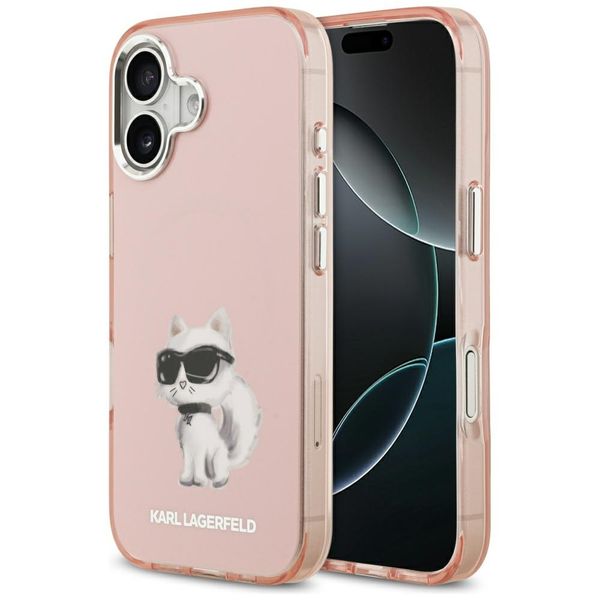Obal Karl Lagerfeld IML Aquarelle Choupette & Logo MagSafe pre iPhone 17 ružový