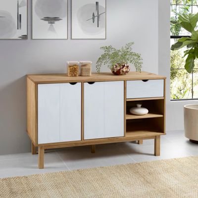 vidaXL Komoda OTTA, hnedo biela 114x43x73,5 cm, borovicový masív