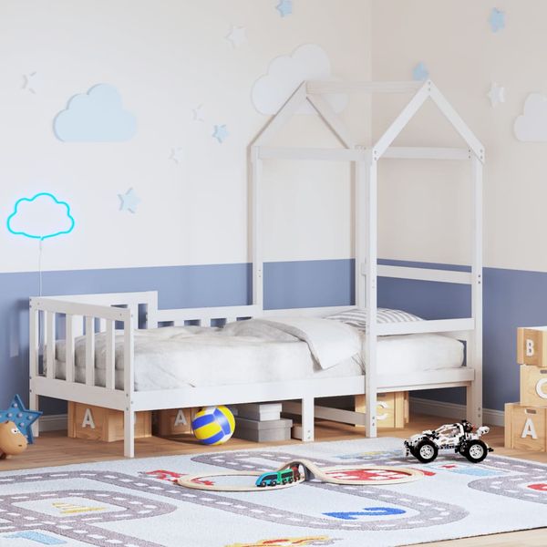 vidaXL Denná posteľ so strieškou biela 80x200 cm borovicový masív