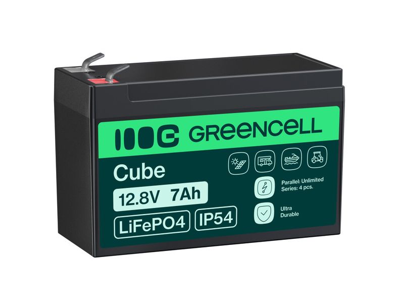 Green Cell LFPGC12V7AH CUBE LiFePO4 batéria 7Ah 12.8V 89.6Wh