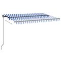vidaXL Ručne zaťahovacia markíza s LED 450x350 cm modrá a biela