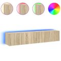 vidaXL TV nástenné skrinky s LED svetlami 2 ks dub sonoma 80x35x31 cm