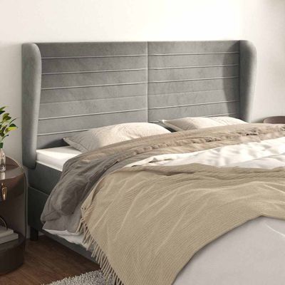 vidaXL Čelo postele so záhybmi bledosivé 163x23x118/128 cm zamat
