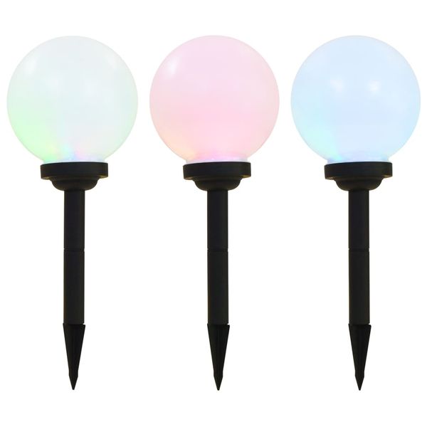 vidaXL Vonkajšie solárne lampy 3 ks 20 cm LED guľové RGB